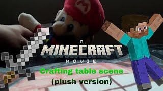 Mario Plush Recreation: A Minecraft Movie Crafting scene