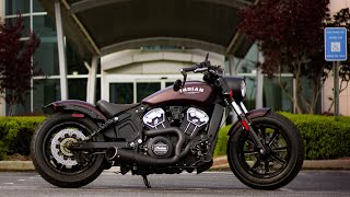 Freedom performance combat 2 into 1 exhaust install on Indian Scout Bobber