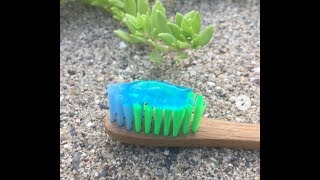 Bamboo Toothbrush - Green and Blue Bristles By #ecoislife