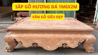 Sập Trơn Gỗ Hương Đá Nam Phi Chọn Vân Siêu Vip Kích Thước 1M6X2M