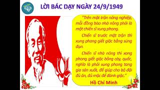 LỜI BÁC HỒ DẠY NGÀY 24/9/1949