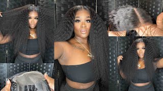 WATCH ME SLAY THIS PRE- CUT GLUELESS KINKY STRAIGHT UNIT LESS THAN 10 MINS😍 | SUNBER HAIR ✨