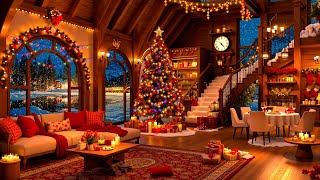 Cozy Christmas Coffee Shop Ambience 🔥 Gentle Jazz Melodies & Fireplace Sounds for Unwind