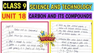 Class 9 science chapter 18 Carbon and it's compounds exercise in English medium