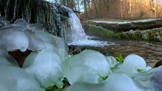 4K Soothing Sounds , Positive Vibes From a Waterfall Bordered by Lumps of Ice