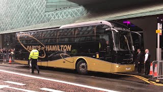 Real Madrid’s convoy leave the Radisson Blu in Glasgow for tonight’s match against Celtic.