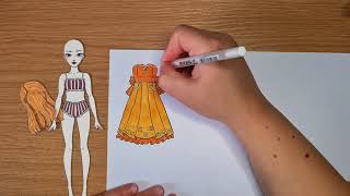 Drawing Paper Doll Outfit Everyday For 30 Days / DAY 21 OUTFIT #papercraft #diy #paperdolls #barbie