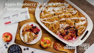 Apple Blueberry Cobbler with Cinnamon Walnut Sticky Bun Crust