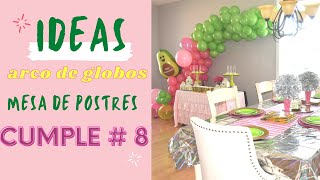 como decorar mesa de postres  cumpleaños para niñas # 8 arco de globo orgánico facil 2022