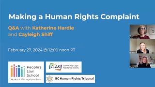 Making a Human Rights Complaint in BC (Recorded Webinar)