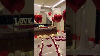 Romantic Love setup/roses . helium balloons and lots of romance/candle decore #love