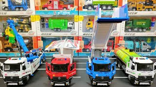 Diecast Trucks Of Tow Truck, Wing Box Truck, Passenger Stair Truck, Sprinkler Tank Truck