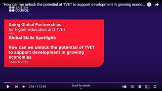 "How can we unlock the potential of TVET to support development in growing economies?" Discussion