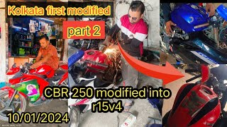 CBR 250 modified into r15v4🔥 Part 2🔥2024new model #kgn bike modified