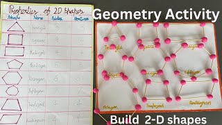 Build 2-D shapes with toothpick and play-doh clay activity |learn sides and vertices |Geometry