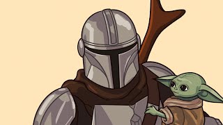 Drawing the Mandalorian and Grogu in My Style | Speedpaint