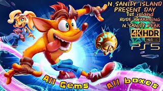 Crash Bandicoot 4 It's About Time 1 Νησάκι(PS5 4K HLG HDR)Πίστα N.Sanity Island Pres/d all boxesgems