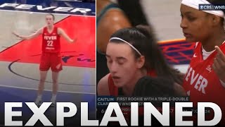 Explaining Caitlin Clark recording her first triple-double in WNBA history as Fever upset Liberty