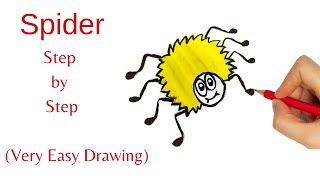 How to Draw Spider // Easy Step to Step Drawing Tutorial for Kids