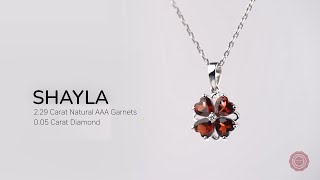 4 Garnet Hearts arranged in a Floral pendant | Diamondère - Shayla