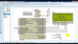 PIC18F46K22 with DS1307 RTC and 20x4 LCD - Simulation