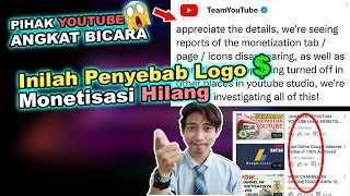 Penjelasan Pihak Youtube - Logo Dollar Monetisasi Hilang