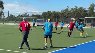 Mens Masters Hockey, Qld over 60 Championships, Rockhampton 2024. Red v Blue