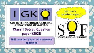 #grade1 #sof #igko 2021 Set A #olympiad #generalknowledge previous years solved paper #educational