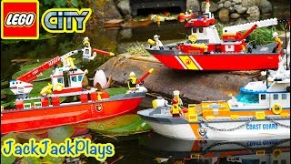 Pretend Play with Lego City Fire Boats! A Firefighter Story | JackJackPlays