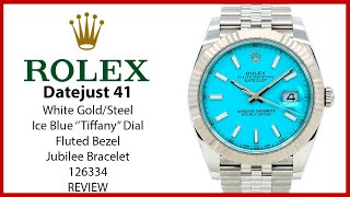 ▶Rolex Datejust 41 White Gold/Steel Ice Blue ''Tiffany'' Index Dial Jubilee Bracelet 126334 - REVIEW