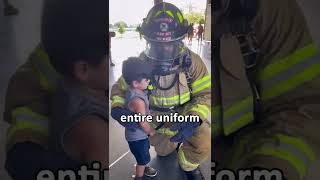 Fireman Lets Blind Boy Look at his Uniform!