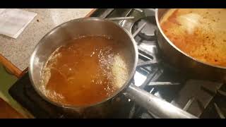 Cooking Morel Mushrooms in the kitchen.