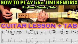 HENDRIX Guitar Style LESSON | CHORDS & SOLO | TUTORIAL with TAB