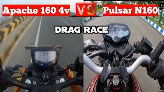 Apache 160 4v special edition VS Pulsar N160 drag race Top speed Test | Which best performance bike.