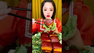 HUGE PORK BELLY EATING 🤤😋 #mukbang #asrm #eatingshow #porkbelly