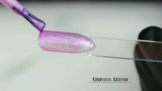 Ημιμόνιμο βερνίκι νυχιών Christian Artesio Νο 107 μωβ glitter, 10ml