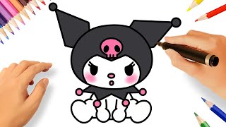 COMO DESENHAR A KUROMI FÁCIL 🖤🎀