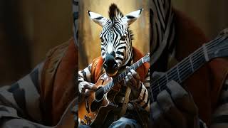 zebra playing guitar in this video prepared with artificial intelligence#animal#cow#bull#ai #dog#cat