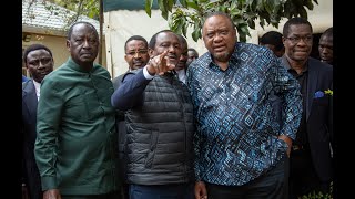 Raila Odinga,Uhuru Kenyatta and Kalonzo Musyoka addressing Kenyans during requem mass in Karen