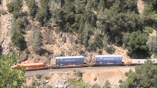 Union Pacific Stack Train Deep in the Feather River Canyon