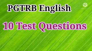 #PGTRBEnglish 10 Test Questions