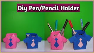 How To Make Pen Stand At Home With Cardboard | Cute Diy Father's Day Gift Ideas