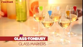 Cool Guitar Gift - Set of 10 Wine Glass Tags "Glass-Tonbury"