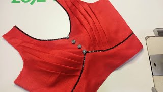 Front Pleated Blouse Design Cutting and Stitching | Front Pleated One tucks blouse | Pleated Blouse