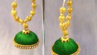 silkthread jumkas / how to make silkthread jhumkas/green colour silkthread jumkas