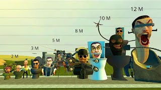 SIZE COMPARISON OF ALL SKIBIDI TOILETS  BOSSES IN Garry's Mod! From the smallest to the tallest