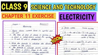 Class 9 science lesson 11 electricity exercise in English