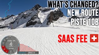 [4K] Skiing Saas-Fee, What's Changed?  New Route - Piste 10b (Red), Wallis Switzerland, GoPro HERO11