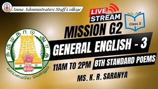 Mission G2 | English Class 3 - Live | 11am to 2pm | Ms. K. R. Saranya