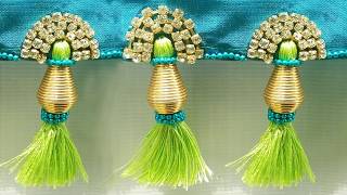 Saree tassels/saree kuchhu making by using of beats/latest kuchu designs